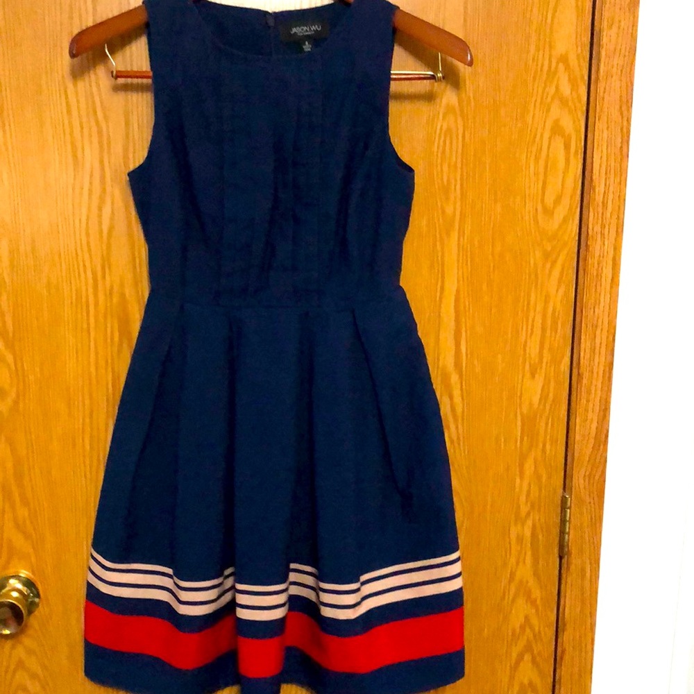 Jason Wu For Target Navy Blue Fit & Flare Poplin Dress Size 4 Like New